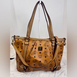 MCM signature Cognac monogram shoulder bag
